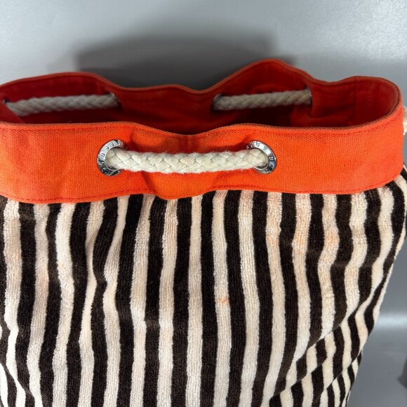 Henri Bender Terry Beach Backpack Brown Orange Stripes Waterproof Lined